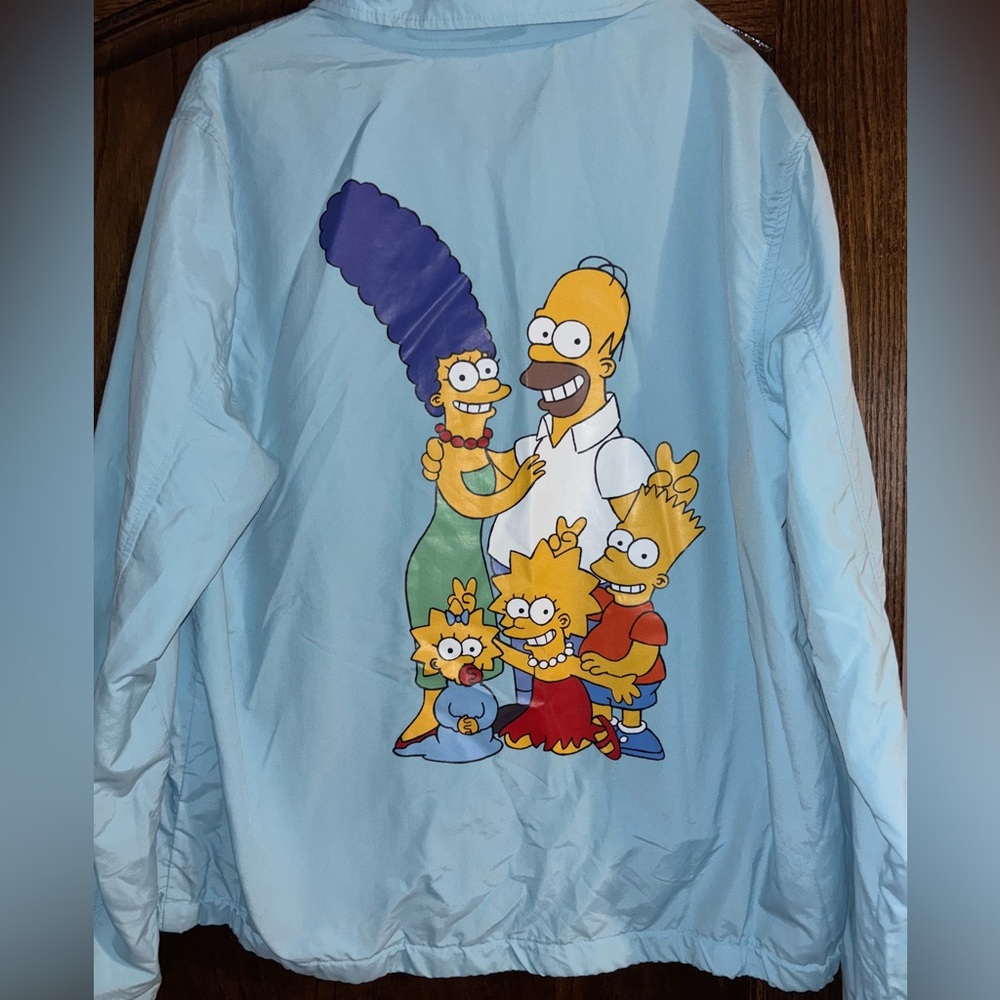 The Simpsons XL Cakeworthy Teal Full Back Print Windbreaker Jacket Nostalgia EUC